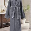 Classic Turkish Towels - Unisex Luxury Plush Velour Premium Cotton Bathrobe - Ultra Soft And Absorbent Long Robe - Classic Turkish Towels