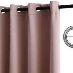 Two Pack Room Darkening Window Curtain Panels, Thermal Energy Saving, Heat & Full Light Blocking Grommet Drapes W/Liner for Bedroom & Nursery (Baby Pink, 2 Panels - 52 in Wide x 84 in Long) - Classic Turkish Towels