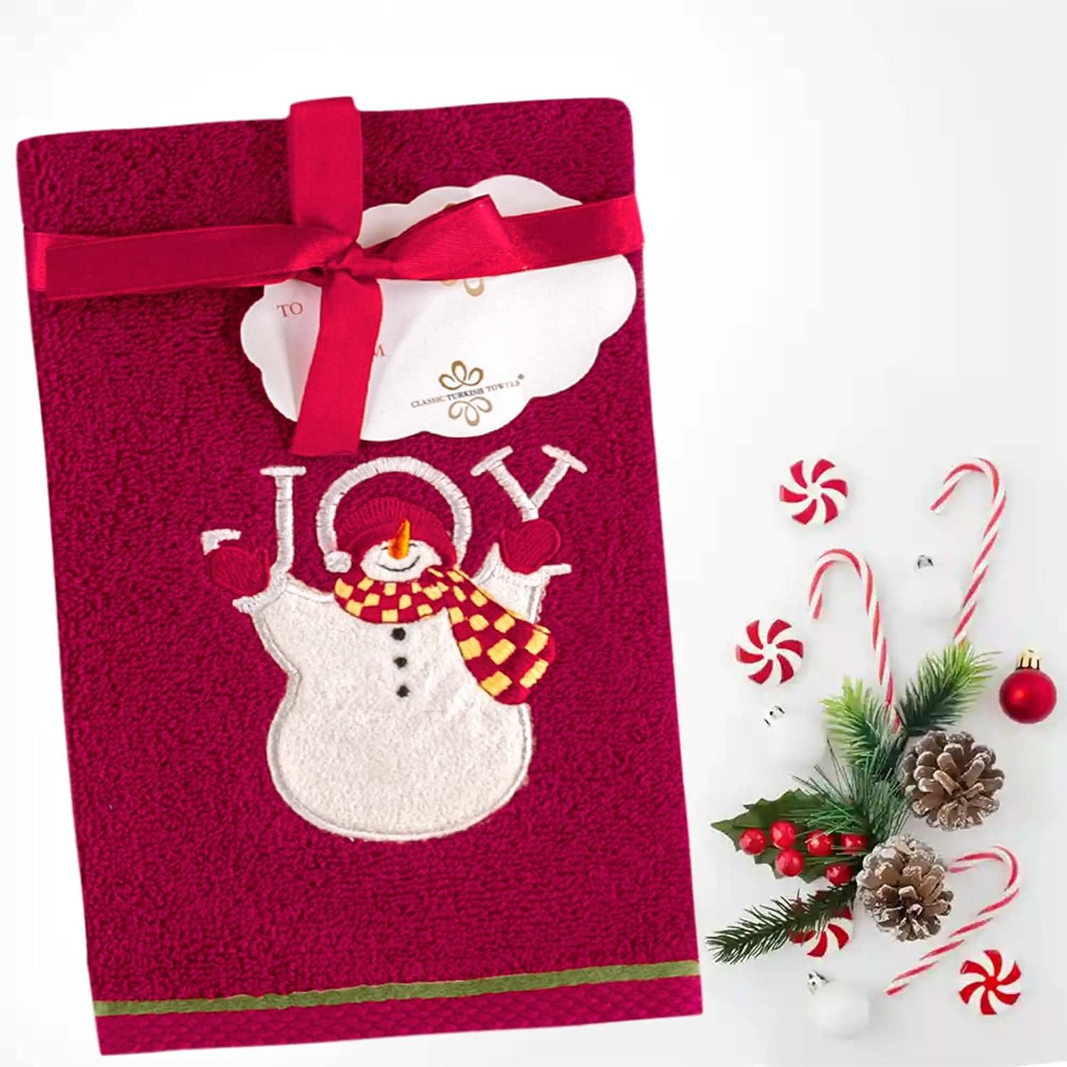 JOY_5.jpg?v=1724868781 Premium 6-Piece Turkish Cotton Christmas Towel Set - Soft, Absorbent, Holiday Bathroom Decor - Classic Turkish Towels