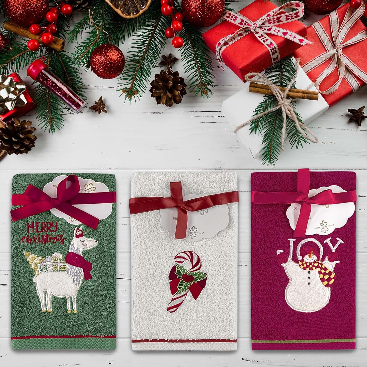 JOY_6.jpg?v=1724868782 Premium 6-Piece Turkish Cotton Christmas Towel Set - Soft, Absorbent, Holiday Bathroom Decor - Classic Turkish Towels